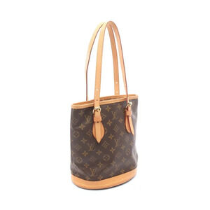 Louis Vuitton Bucket Brown Handbag Monogram Canvas Leather Brown